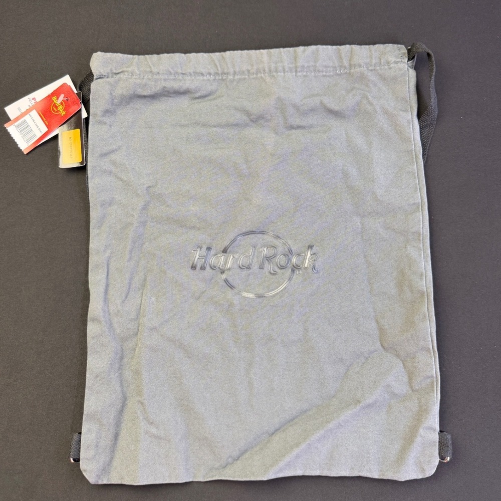 Hard Rock Cafe Gray Cinch Bag NWT Embroidered Logo Drawstring Backpack Travel